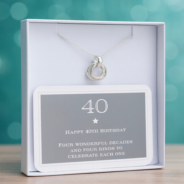40th Birthday Sterling Silver Rings Necklace – My Posh Shop