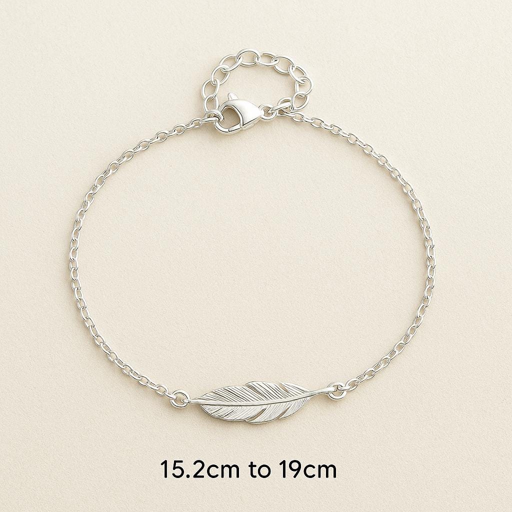 Sterling Silver Feather Bracelet : Adjustable Boho Jewellery