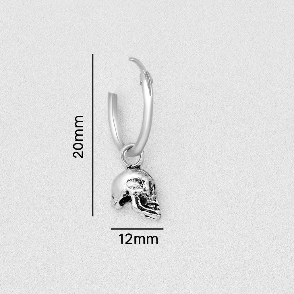 Sterling Silver Skull Hoop Earrings : Halloween/Gothic Jewellery