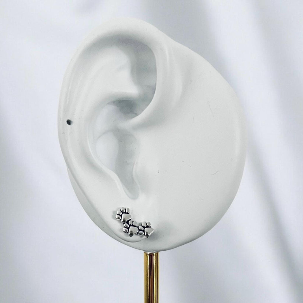 Sterling Silver Paw Stud Earrings: Animal Lover Gift
