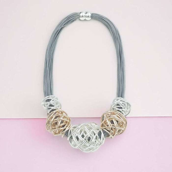 Metal Ball Statement Necklace With Magnetic Fastening