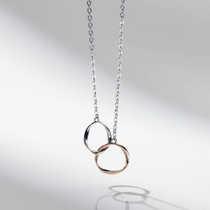 Sterling Silver And Rose Gold Linked Circles Necklace