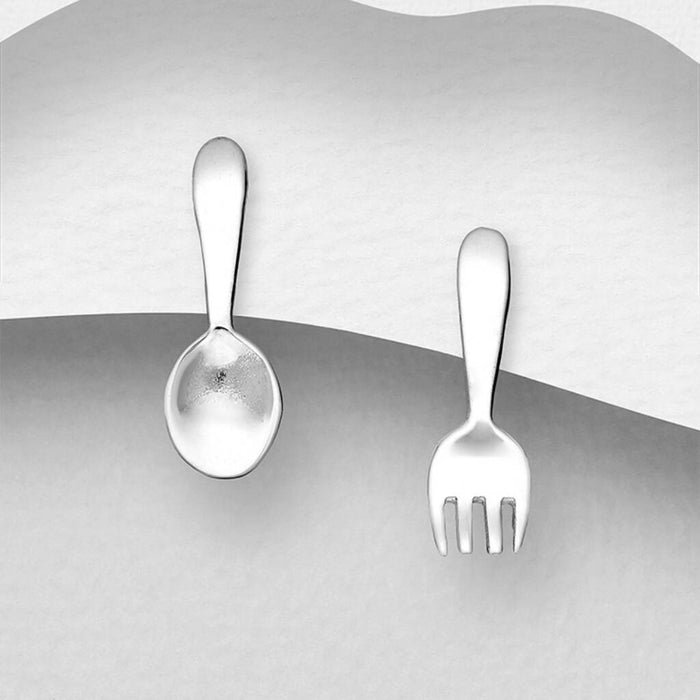 Sterling Silver Fork And Spoon Earrings