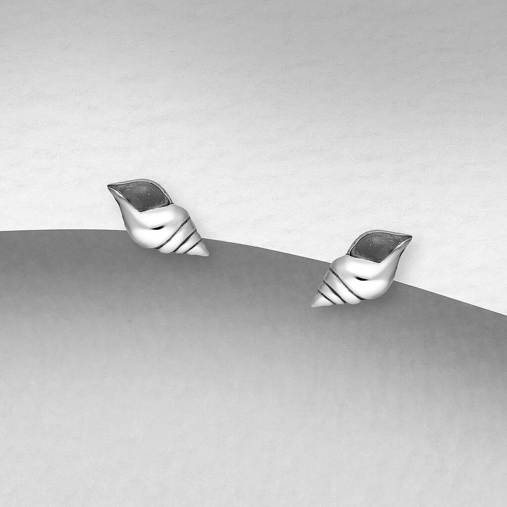 Sterling Silver Seashell Stud Earrings
