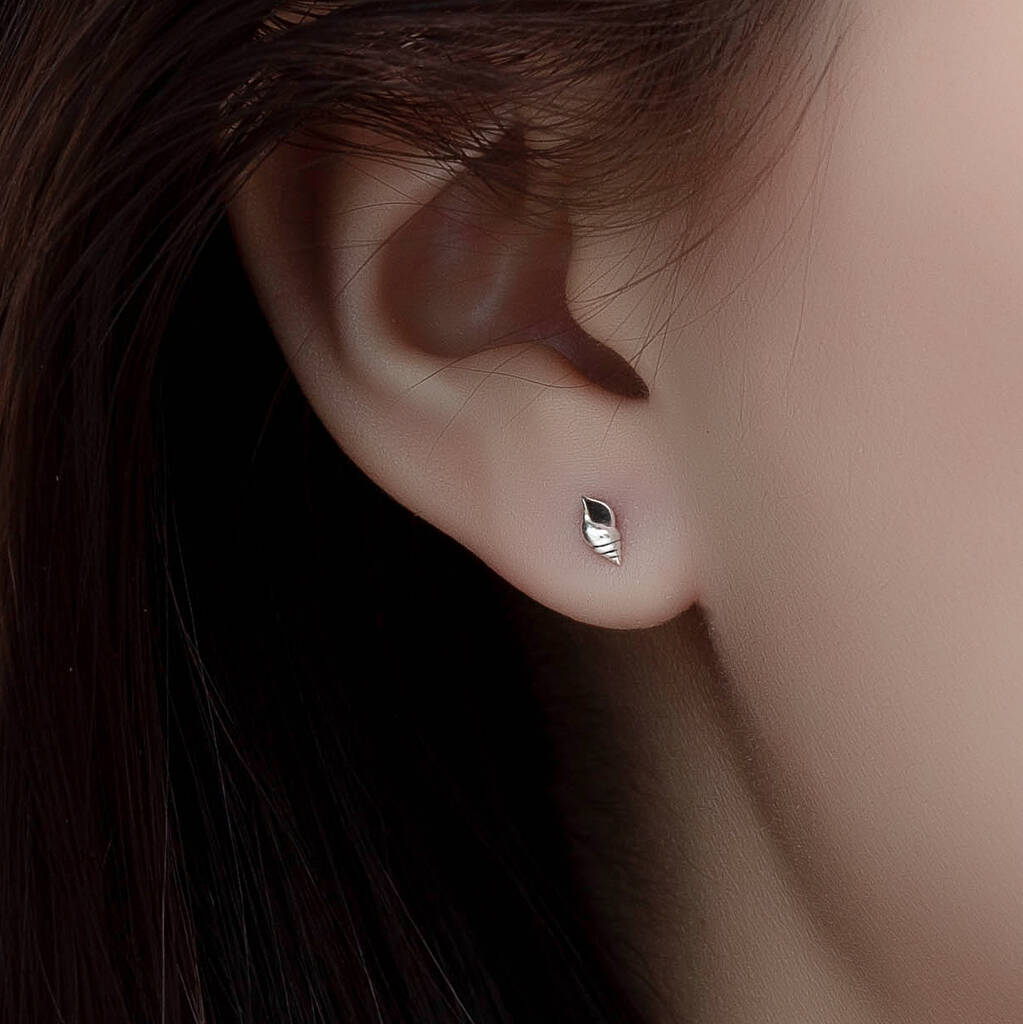 Sterling Silver Seashell Stud Earrings