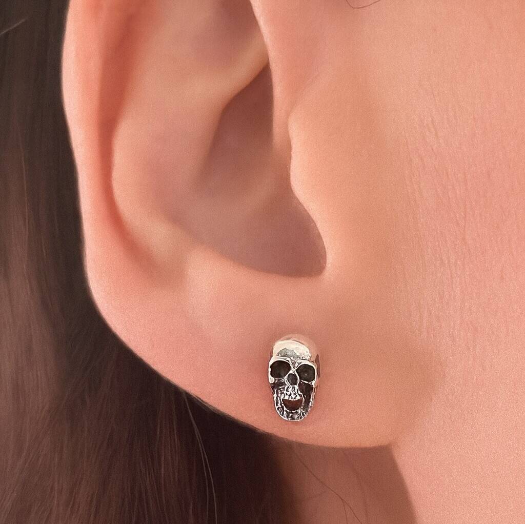 Sterling Silver Skull Stud Earrings