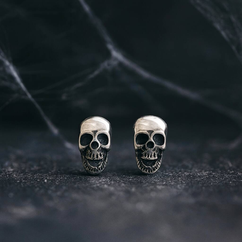Sterling Silver Skull Stud Earrings