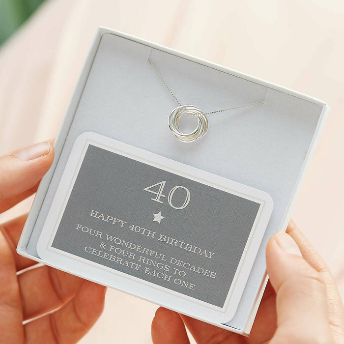 40th Birthday Sterling Silver Rings Necklace