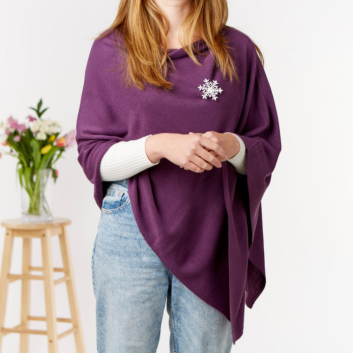 Soft Knit Poncho And Festive Magnetic Brooch Set