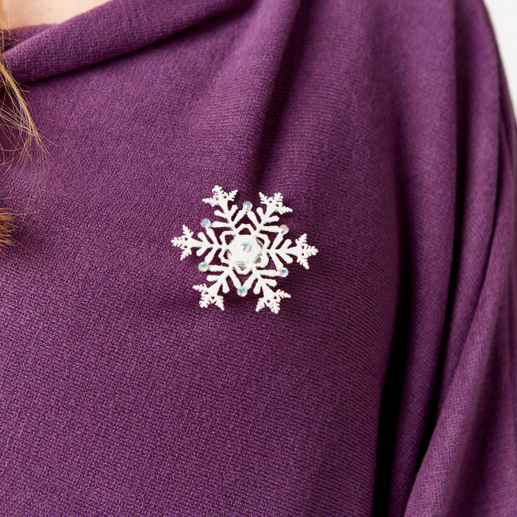 Soft Knit Poncho And Festive Magnetic Brooch Set