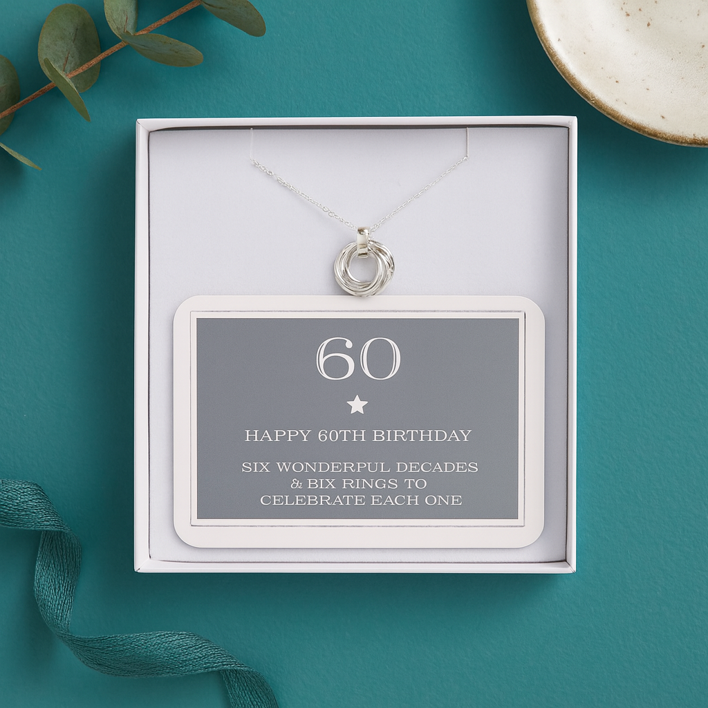 60th Birthday Sterling Silver Ring Necklace