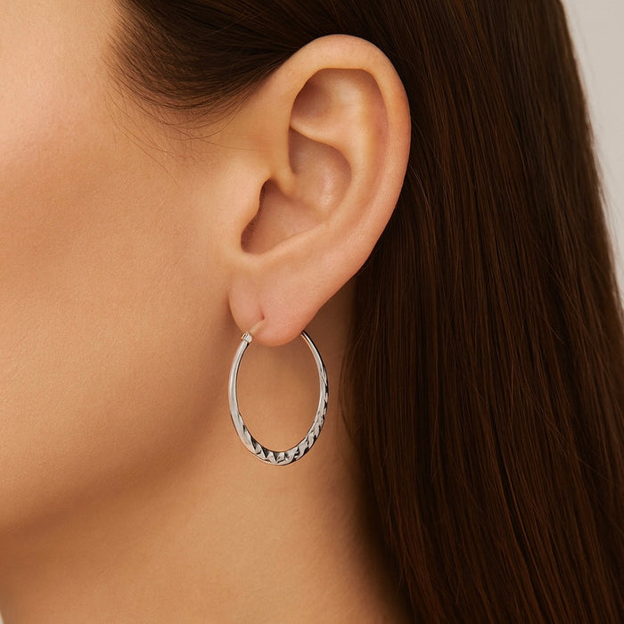 Sterling Silver Hammered Hoop Earrings : Minimalist Everyday Jewellery Gift