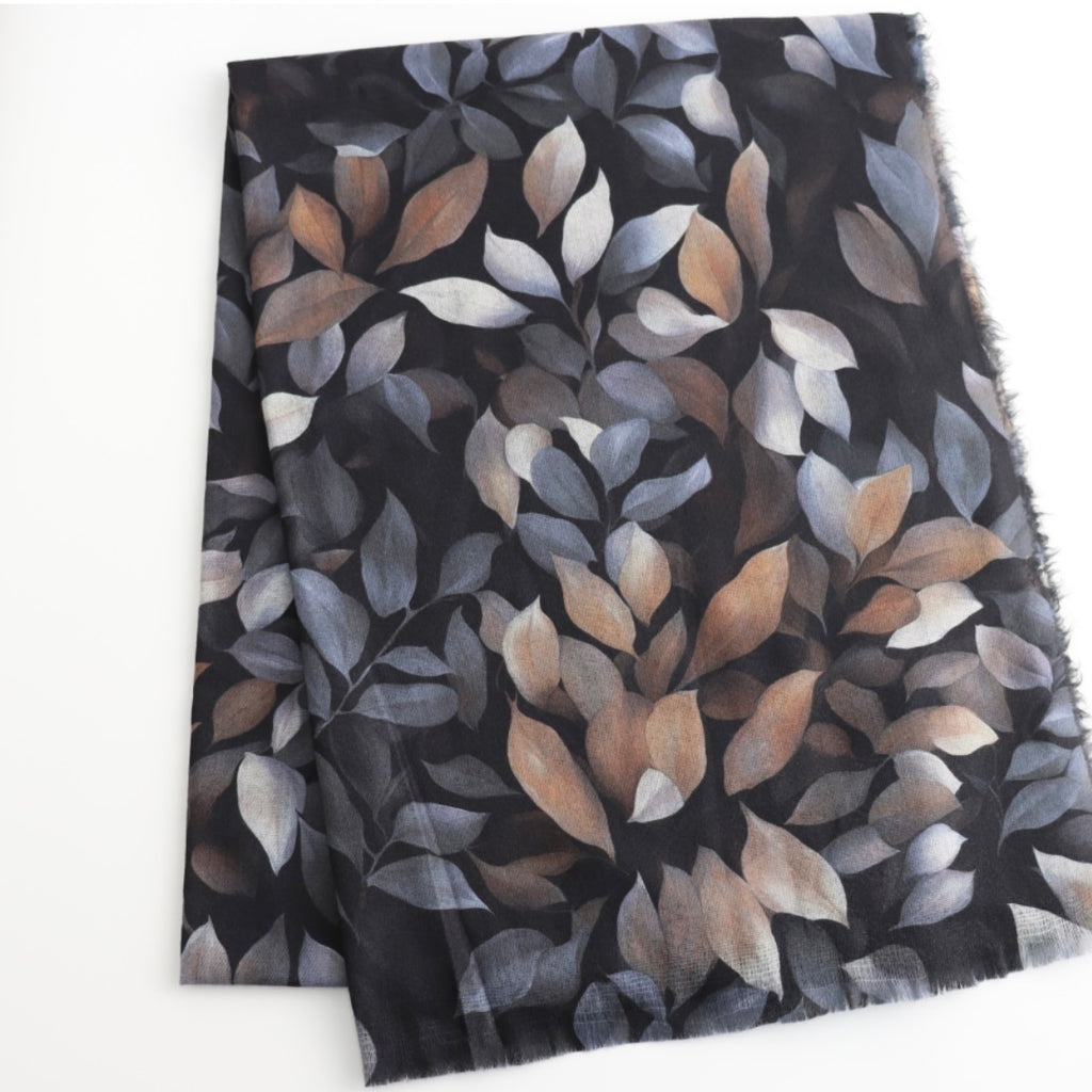Autumn Whisper Leaf Print Scarf