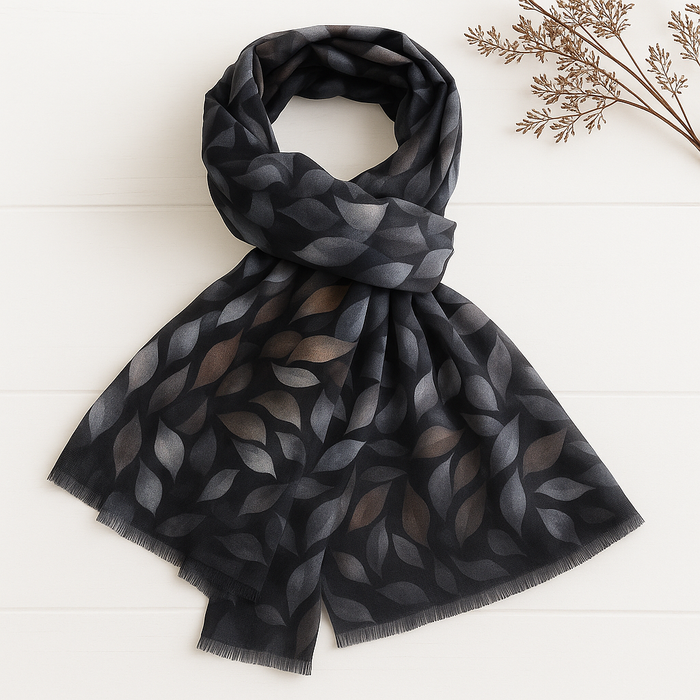 Autumn Whisper Leaf Print Scarf