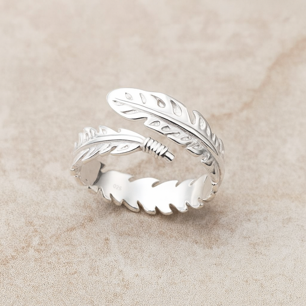 Sterling Silver Adjustable Feather Ring