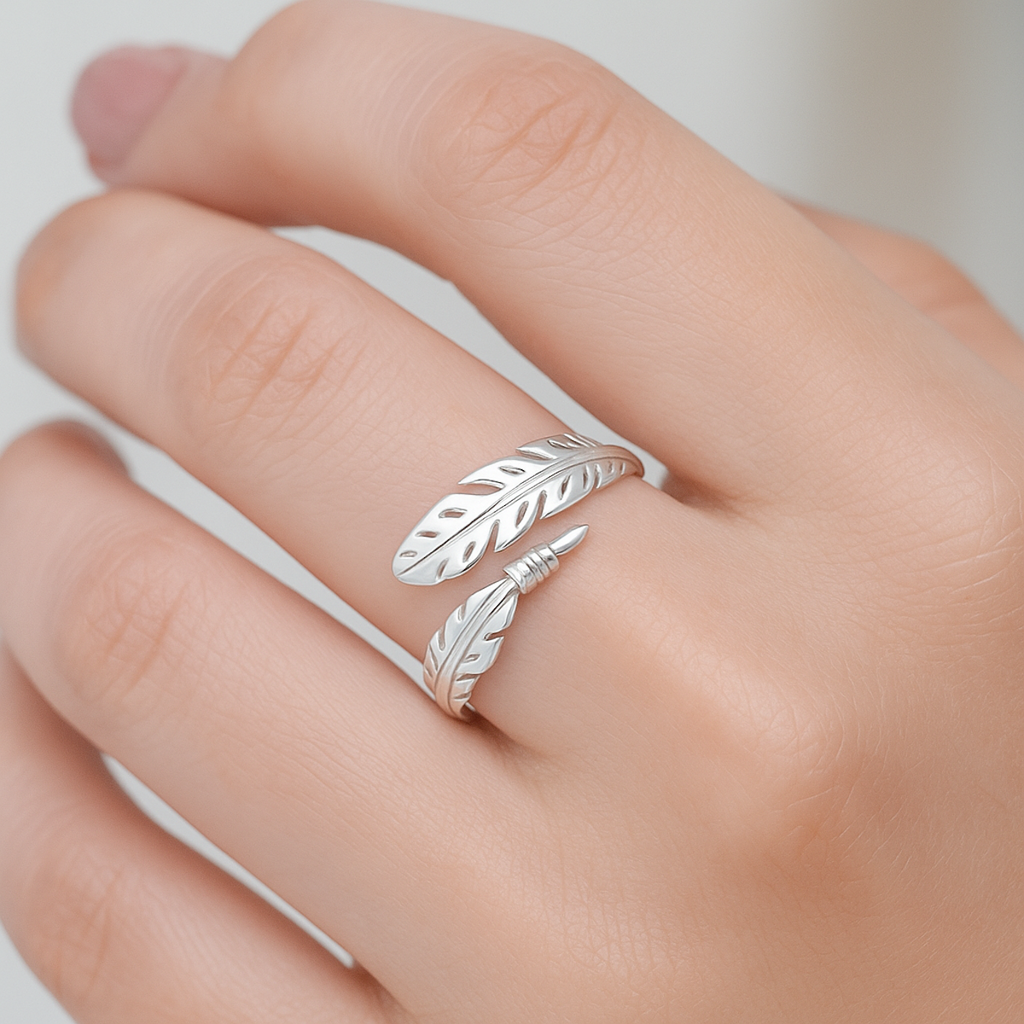 Sterling Silver Adjustable Feather Ring