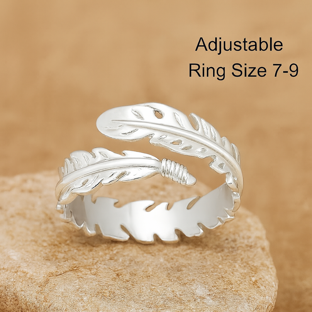 Sterling Silver Adjustable Feather Ring