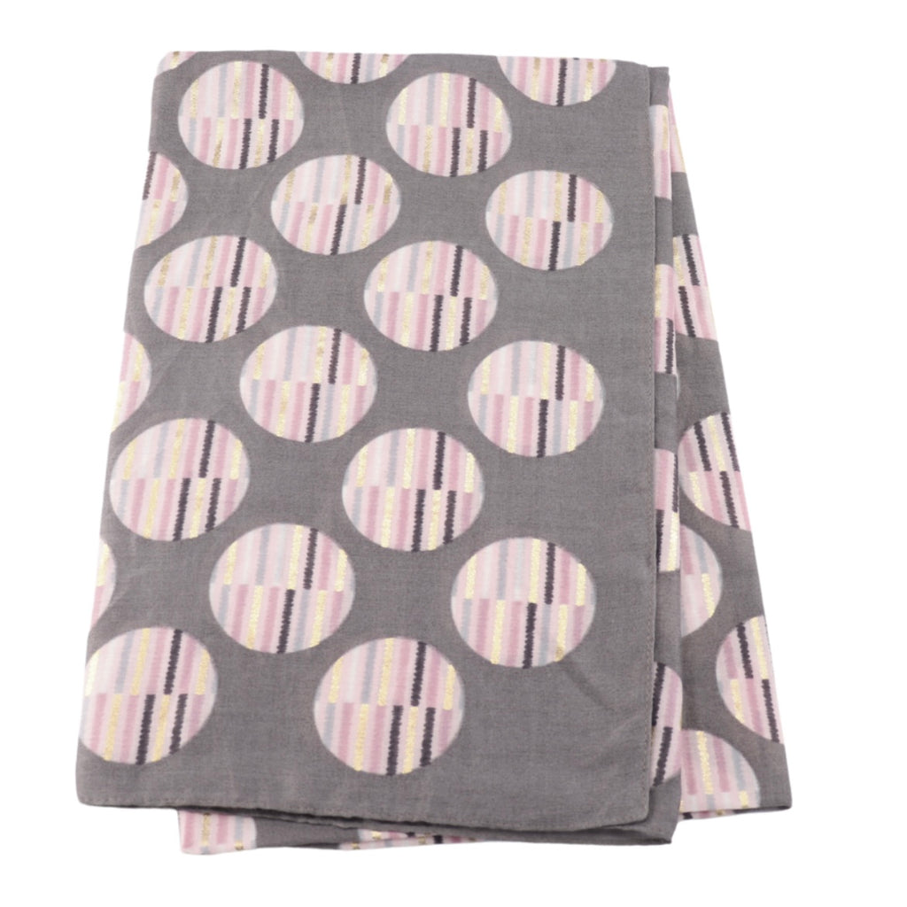 Grey Circle Pattern Lightweight Scarf