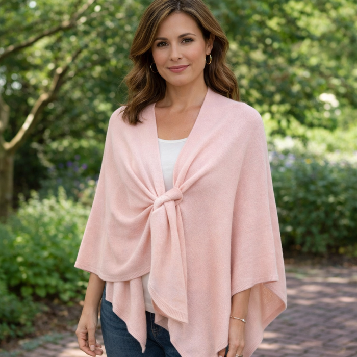 Soft Knit Wool Blend Pull Through Poncho