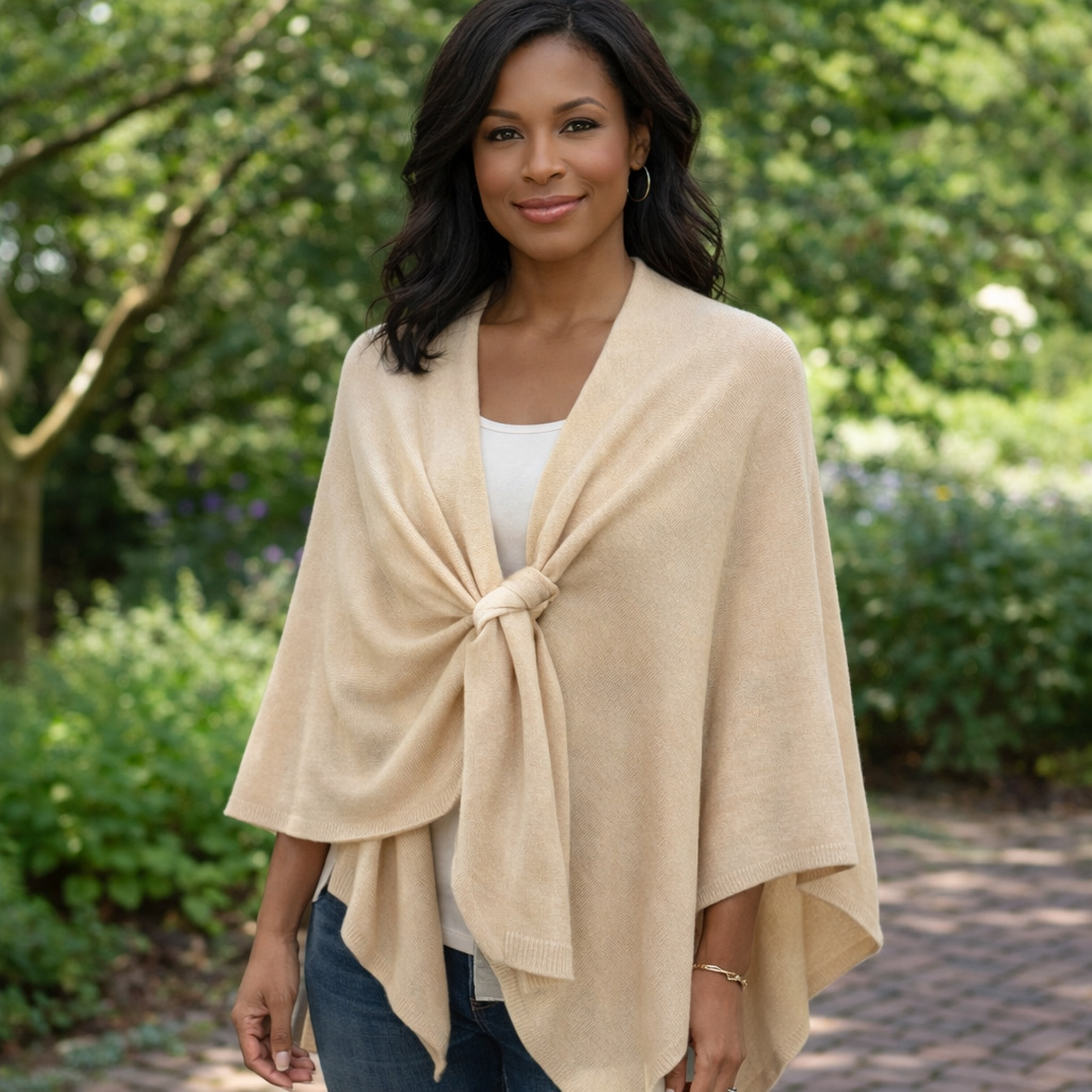 Soft Knit Wool Blend Pull Through Poncho