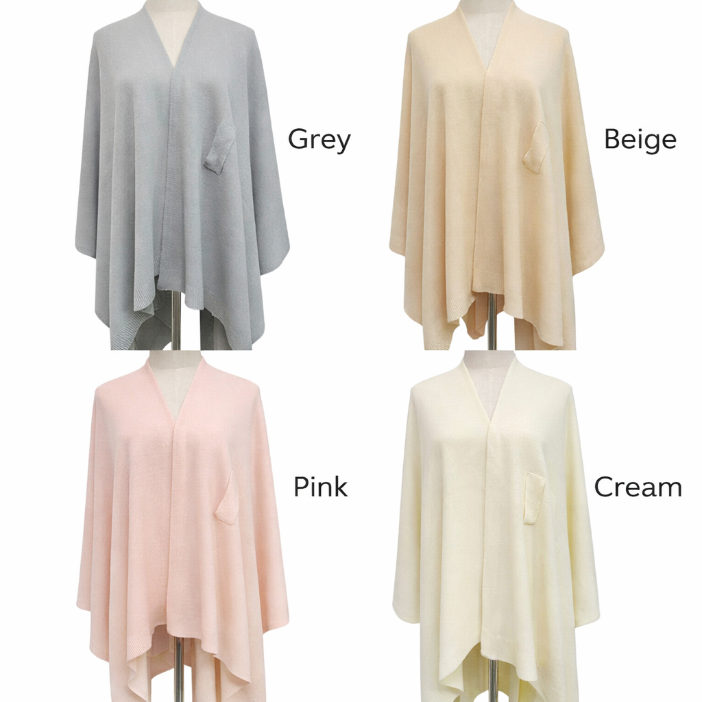 Soft Knit Wool Blend Pull Through Poncho