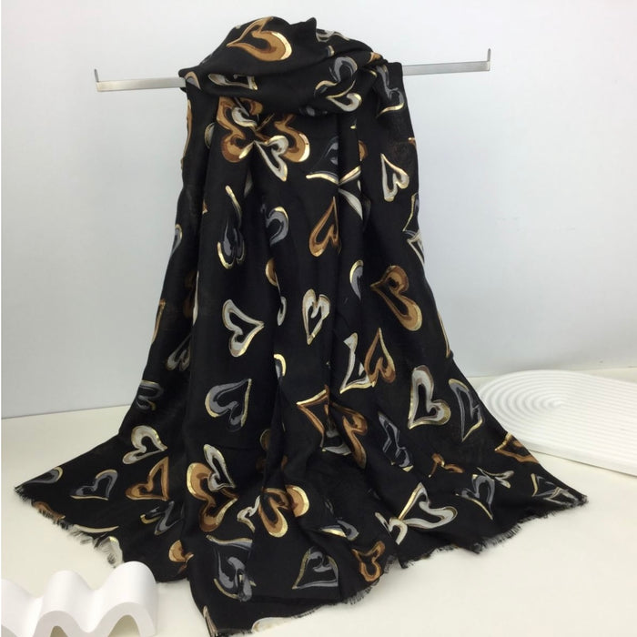 Contemporary Gold Foil Heart Scarf