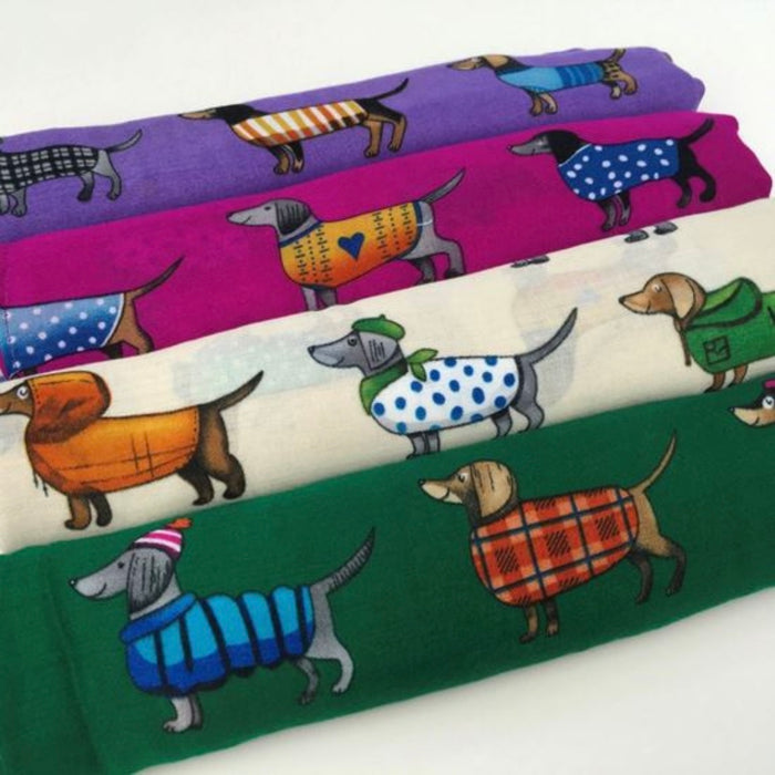 Sausage Dog Scarf Multi- Colour