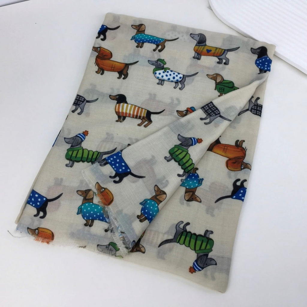 Sausage Dog Scarf Multi- Colour