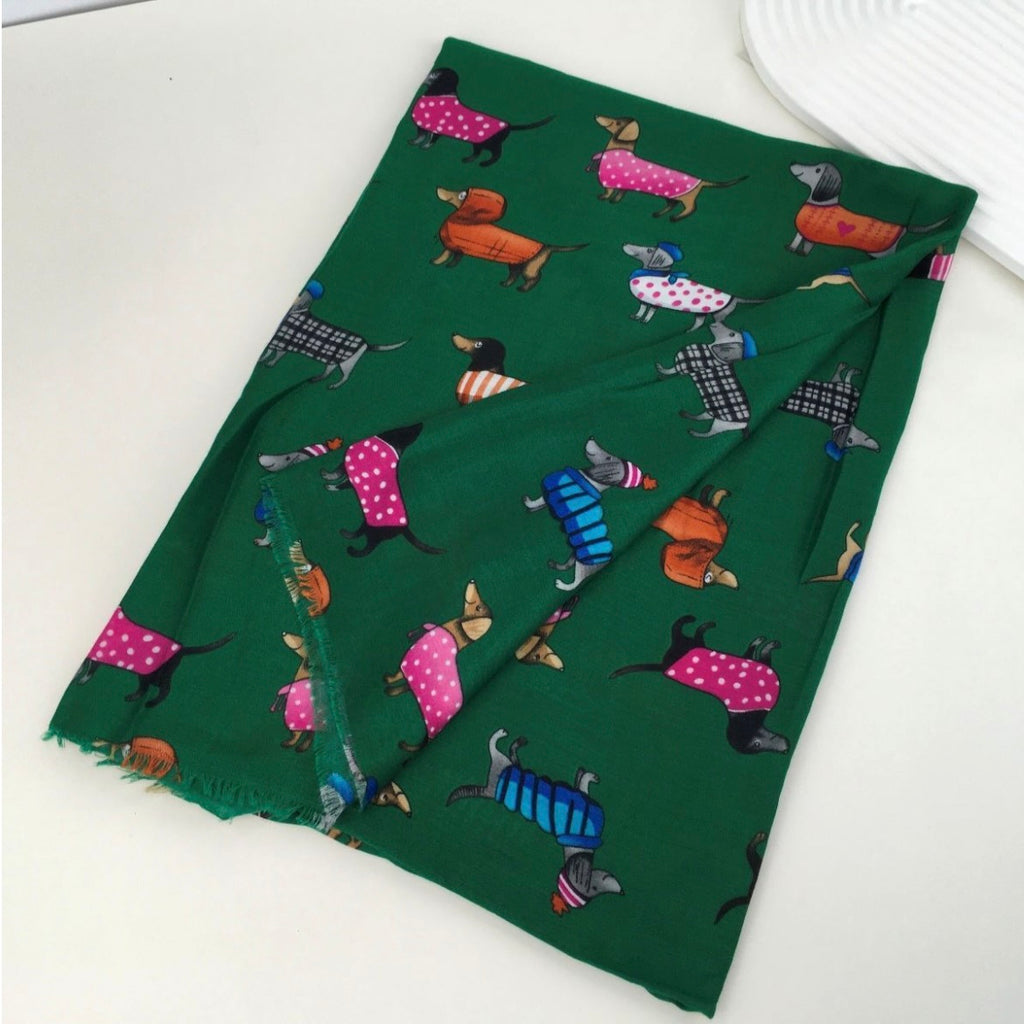 Sausage Dog Scarf Multi- Colour