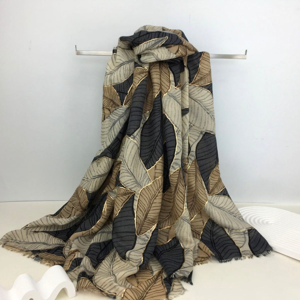 Gold Foil Leaf Scarf