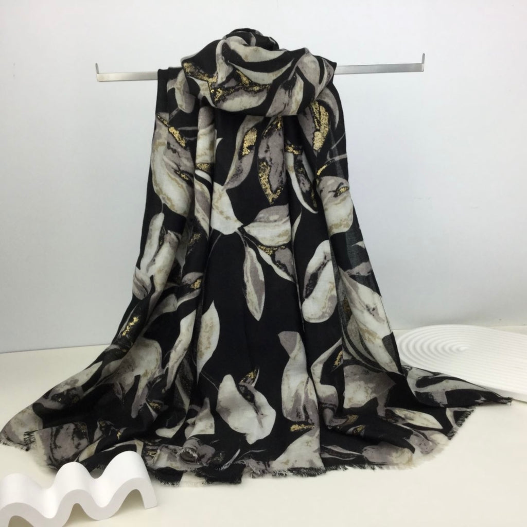 Gold Fleck Leaf Scarf