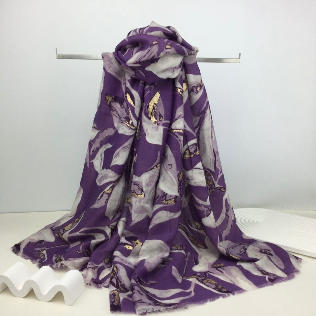 Gold Fleck Leaf Scarf
