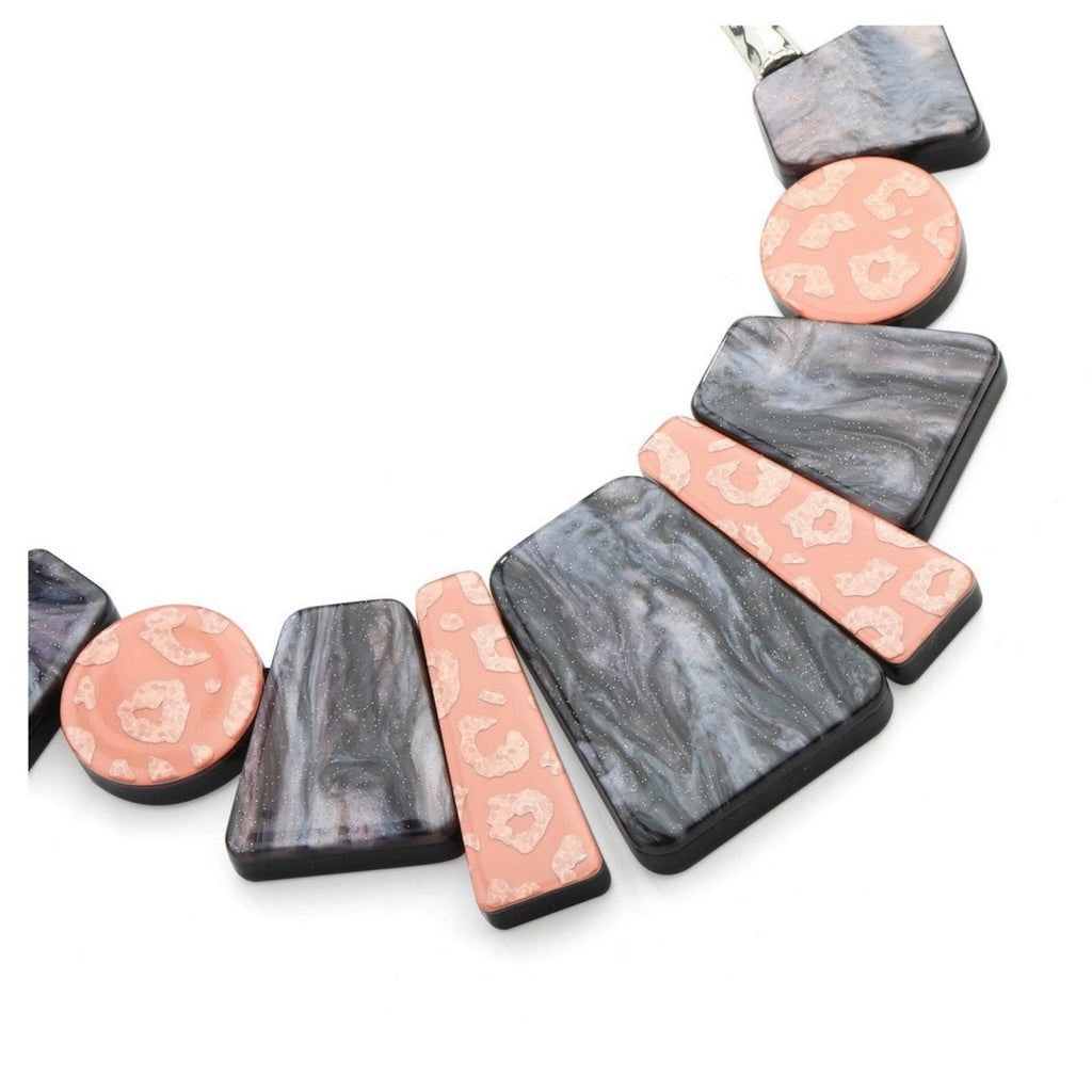 Geometric Coral Glitter Necklace