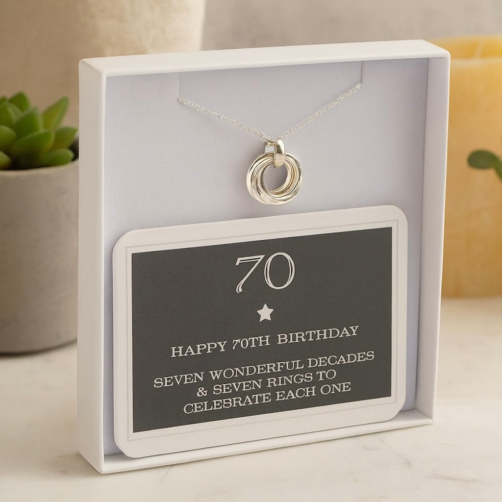 70th Birthday Sterling Silver Ring Necklace