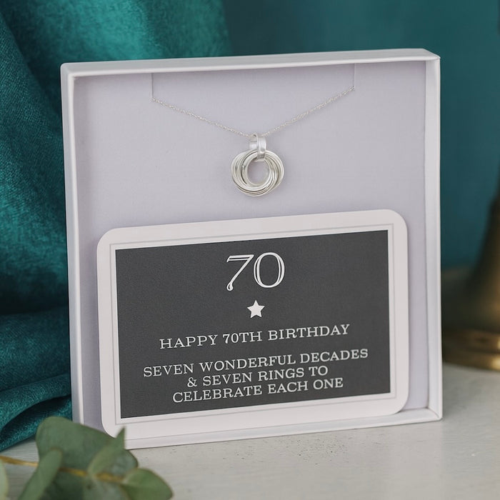 70th Birthday Sterling Silver Ring Necklace