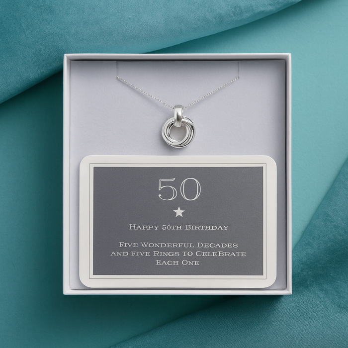 50th Birthday Sterling Silver Ring Necklace