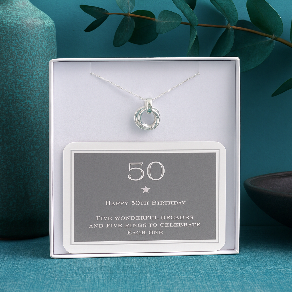 50th Birthday Sterling Silver Ring Necklace