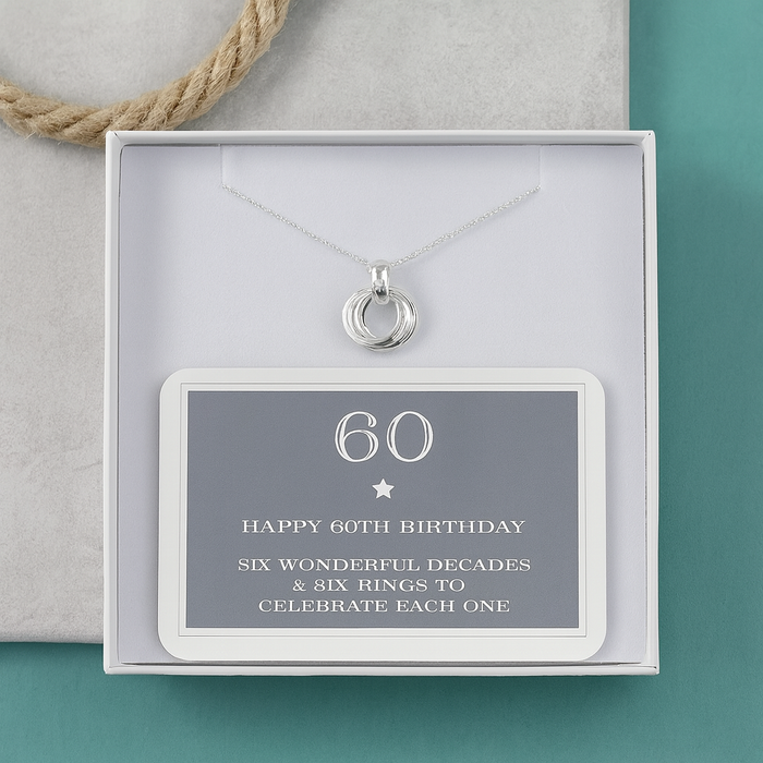 60th Birthday Sterling Silver Ring Necklace