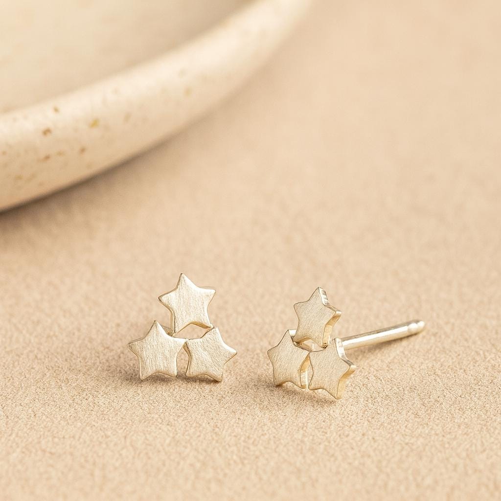 Sterling Silver Multi Star Stud Earrings: Celestial Jewellery
