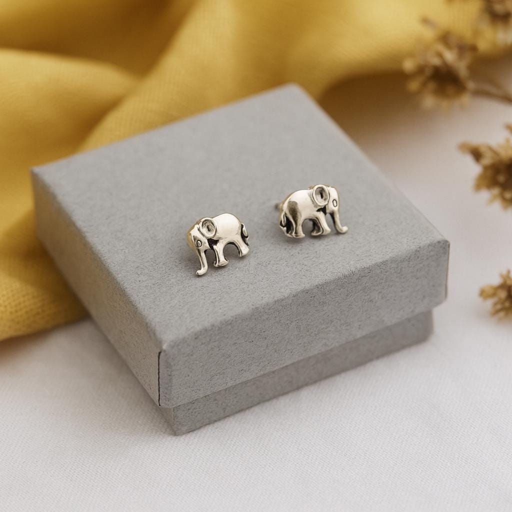 Sterling Silver Elephant Stud Earrings: Good Luck Charms