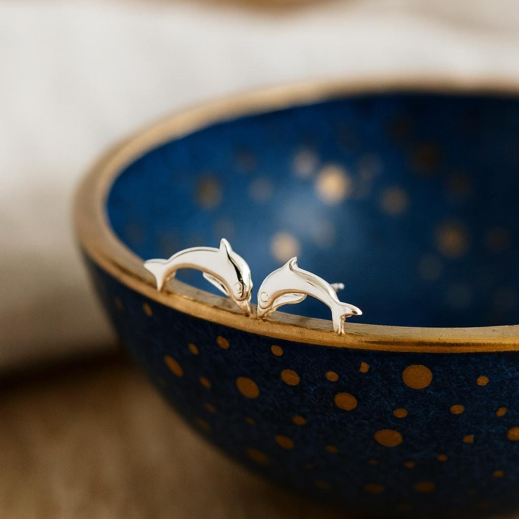 Sterling Silver Dolphin Stud Earrings: Ocean-Inspired Jewellery