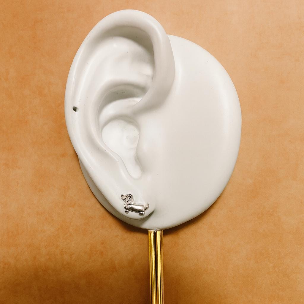 Sterling Silver Dachshund Stud Earrings: Sausage Dog Jewellery Gift