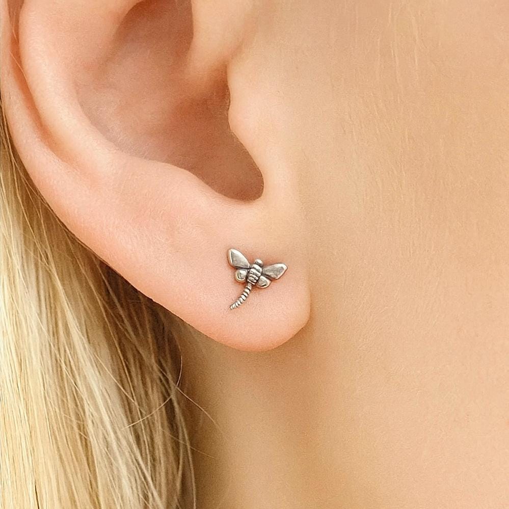 Sterling Silver Dragonfly Stud Earrings: Symbolic Insect Jewellery