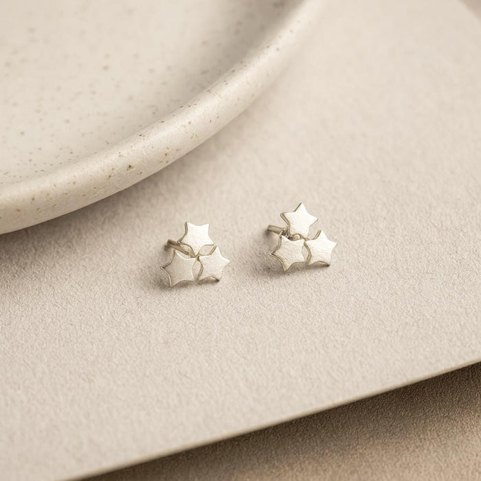 Sterling Silver Multi Star Stud Earrings: Celestial Jewellery