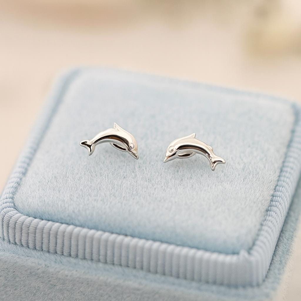 Sterling Silver Dolphin Stud Earrings: Ocean-Inspired Jewellery