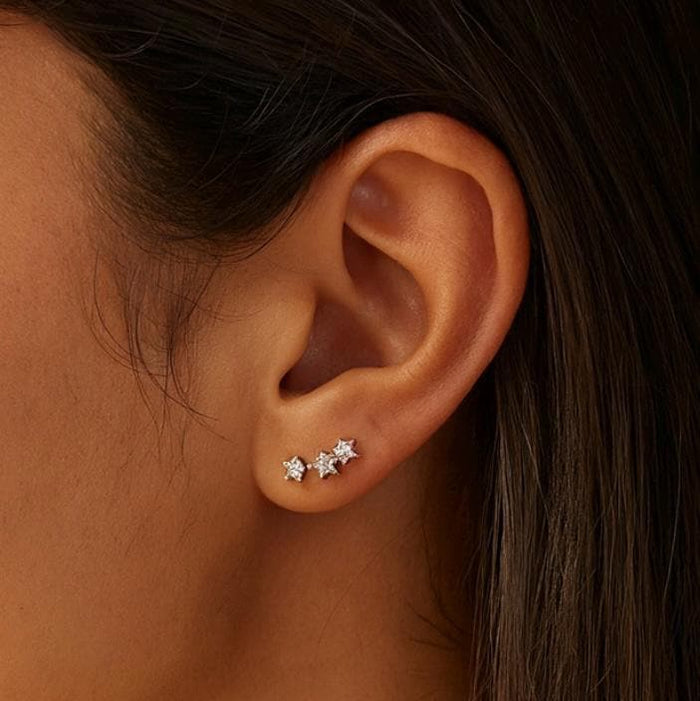 Sterling Silver Cubic Zirconia Star Stud Earrings: Celestial Jewellery