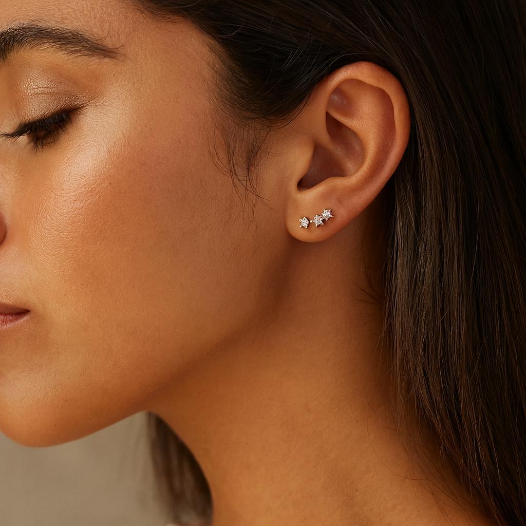 Sterling Silver Cubic Zirconia Star Stud Earrings: Celestial Jewellery