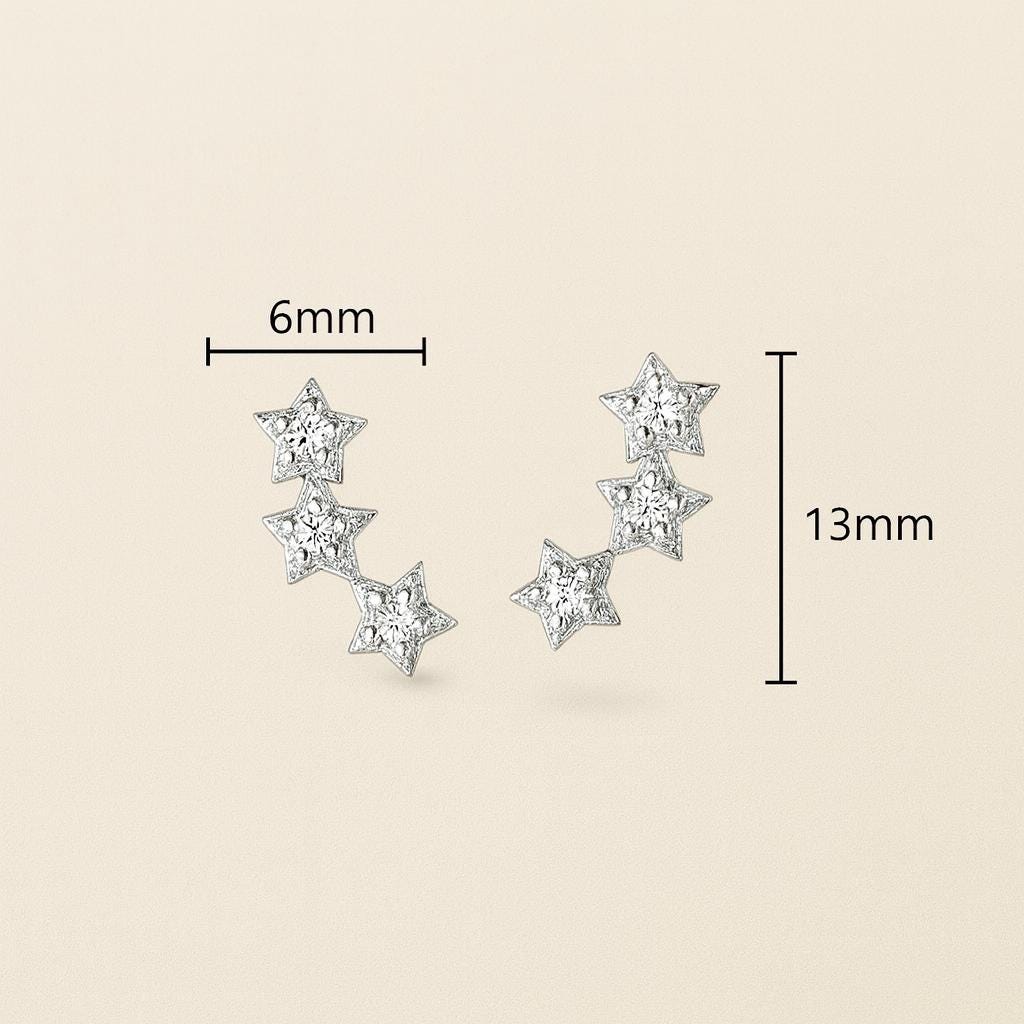 Sterling Silver Cubic Zirconia Star Stud Earrings: Celestial Jewellery