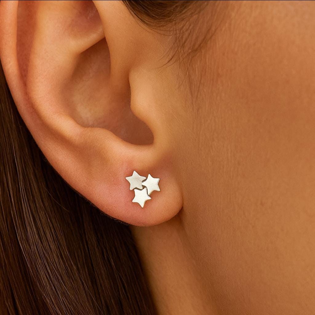 Sterling Silver Multi Star Stud Earrings: Celestial Jewellery