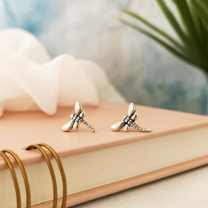 Sterling Silver Dragonfly Stud Earrings: Symbolic Insect Jewellery
